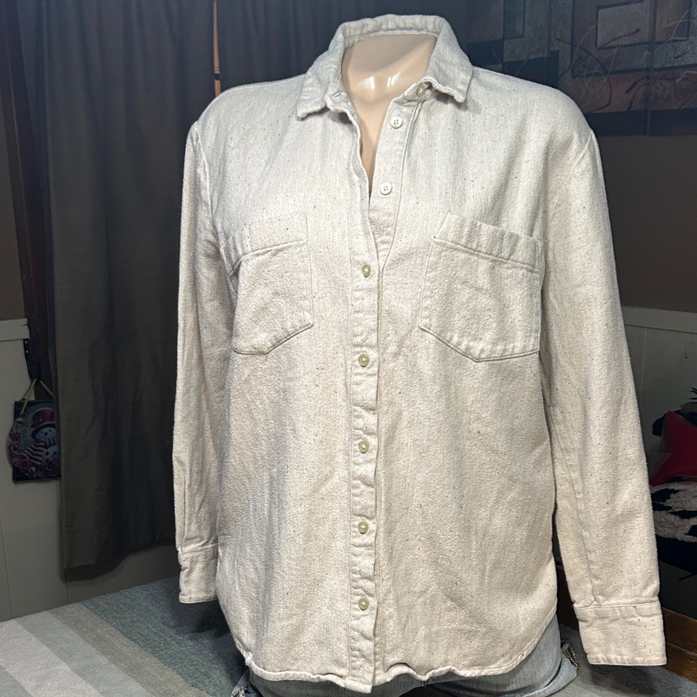 Madewell Chic Cream Button-Up Shirt w/ specks- Cotton